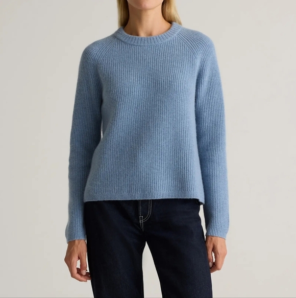 Quince 100% Mongolian Cashmere Fisherman Crewneck Sweater In Faded Denim - Picture 10 of 16